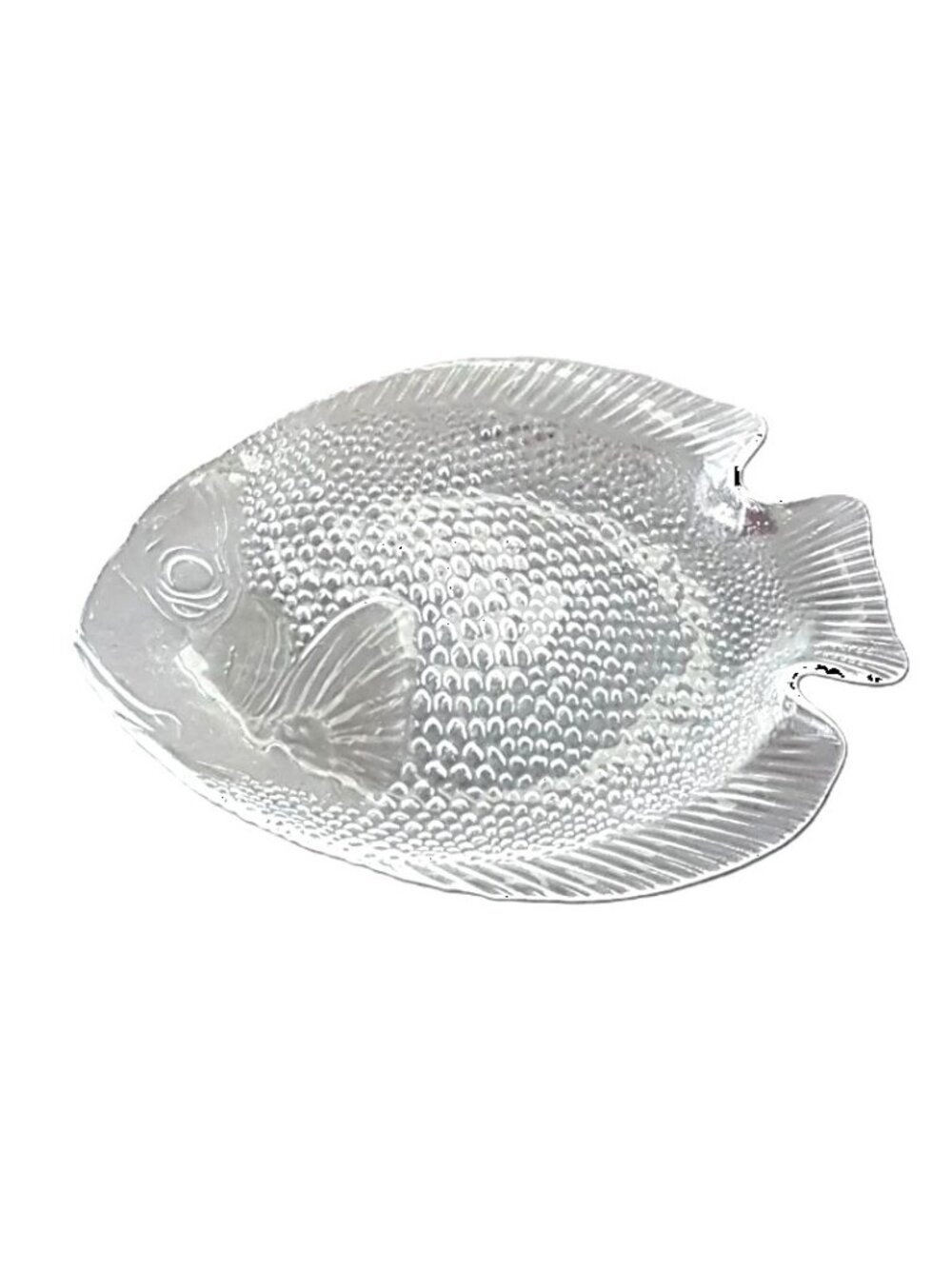 Vintage Clear Glass Tropical Fish Platter Coastal Nautical Serving Tray 10.25"